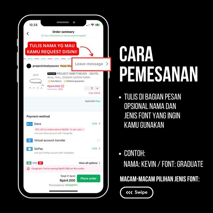 Pilihan- Project Ninetyseven - Vortex Bracelet - Gelang Pria Bebas Ukir Nama, Gelang Kulit,