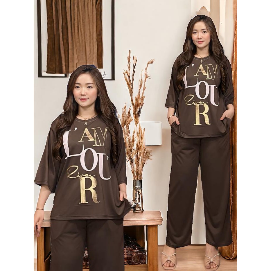 Pilihan- Setelan Wanita Ld120 Fashion Muslim Setelan Jumbo Sr2796 Atasan Baju