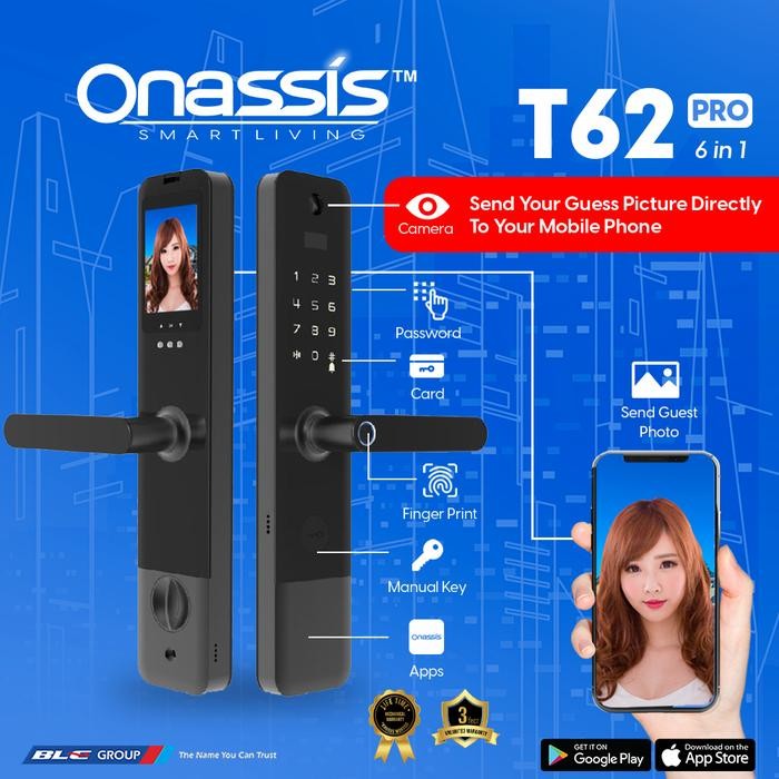 Pilihan- Onassis Smart Lock T62 Pro - Kunci Digital 6In1 Dengan Kamera Bawaan & Garansi 3 Tahun