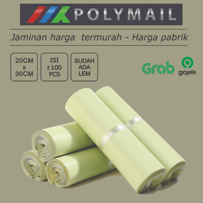 

POLYMAILER 100PCS 20X30CM CREAM PREMIUM GLOSSY PLASTIK POLYMAILER KODE 1133