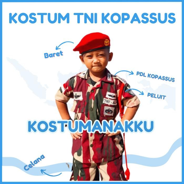 SIAPKIRIM [KOSTUMANAKIMUT] KOSTUM ANAK LORENG TNI KOPASSUS-BAJU LORENG TNI ANAK-BAJU TENTARA ANAK