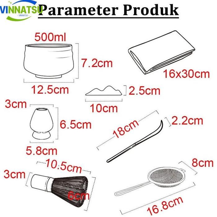 

Vinnatsu 7in1 Alat Matcha Making Japanese Matcha Tea Sets Pengaduk Matcha Bambu Penyangga Whisk