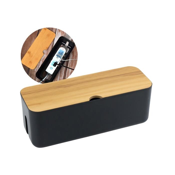 

Kotak Organizer Kabel Charger Cable Management Box Plastik Abs Tutup Kayu