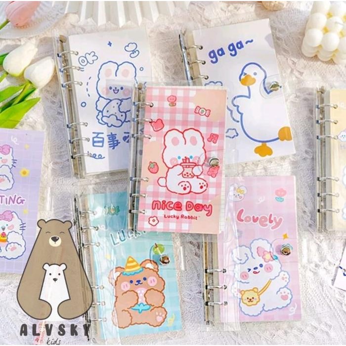 

New BUKU BINDER A6 ISI KERTAS 100 LEMBAR KARAKTER LUCU DAILY PLANNER Blue Stiker untuk pacar book