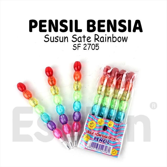 

New 1set Isi 4 pcs Pensil Bensia SATE 2705/1 Pak Pensil Bensia Rainbow