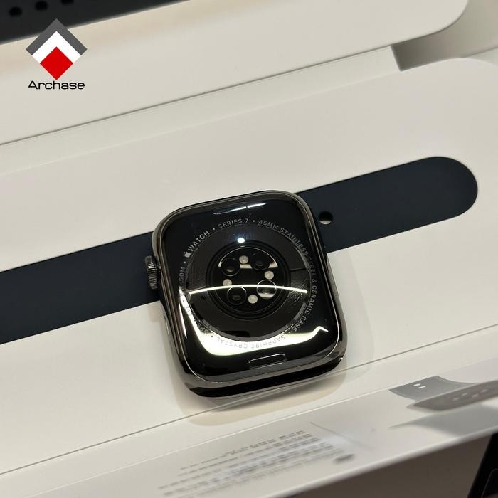 Apple Watch Series 7 Graphite 45mm Stainless Steel Strap Midnight Sports Band