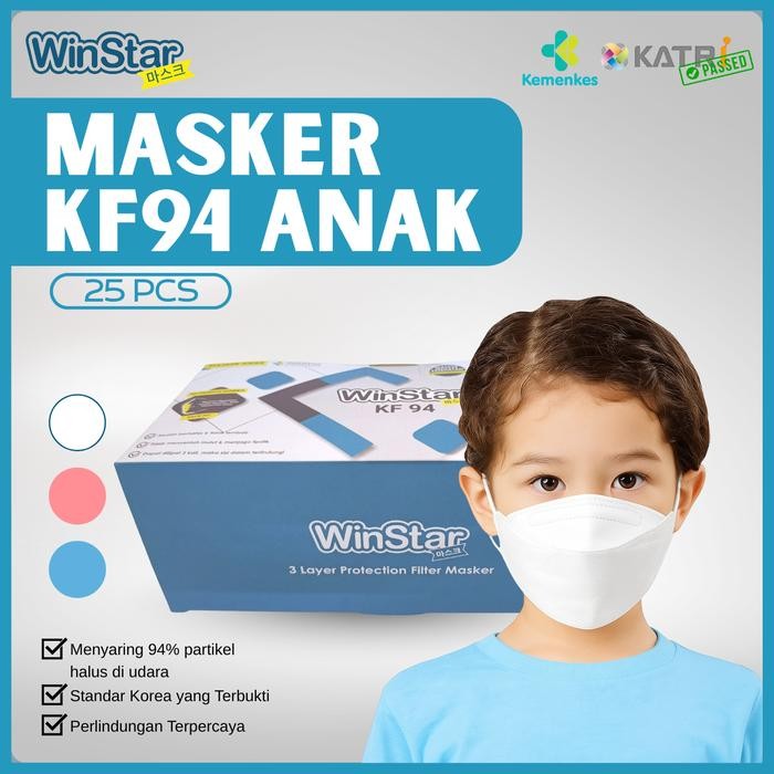 Pilihan- Winstar Masker Anak Korea Kf94 - Masker Kesehatan 3 Ply (25 Pcs) - Sertifikat Kemenkes