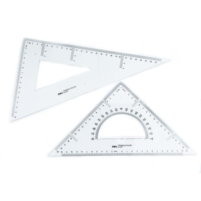 Pilihan- Penggaris Segitiga Mistar Siku Set 2 28 Cm Busur Set Square Deli 6430