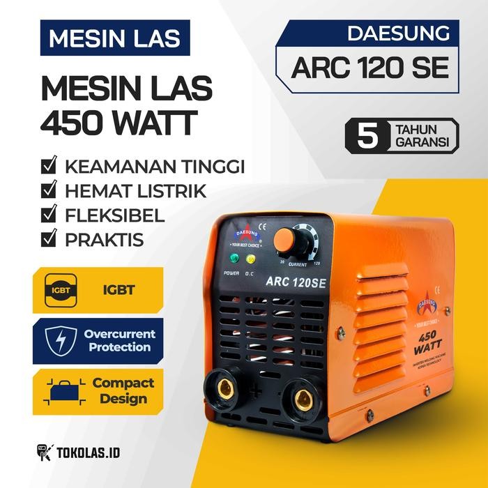 Ready Mesin Travo Trafo Las MMA Stick Inverter Welding Daesung ARC 120 SE Ampre 450 Watt Korea Murah