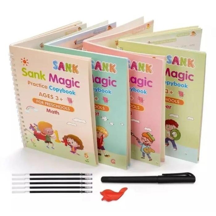 

New Sank Magic Book Buku Ajaib Belajar Menulis Anak 1 Set 4 Buku + Pulpen // Sank Magic Book