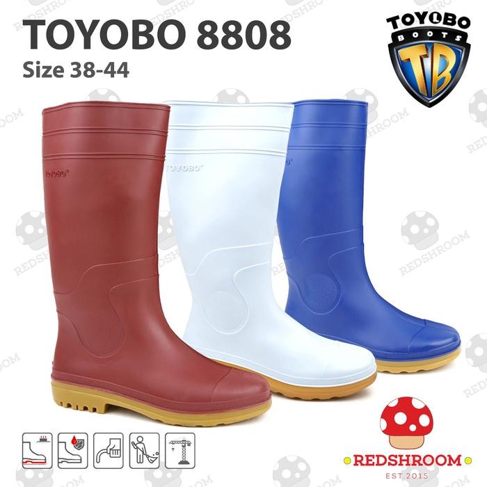 Brodo - Sepatu Boot Tinggi Toyobo 8808 Maroon Putih Biru Proyek Lentur Lokal