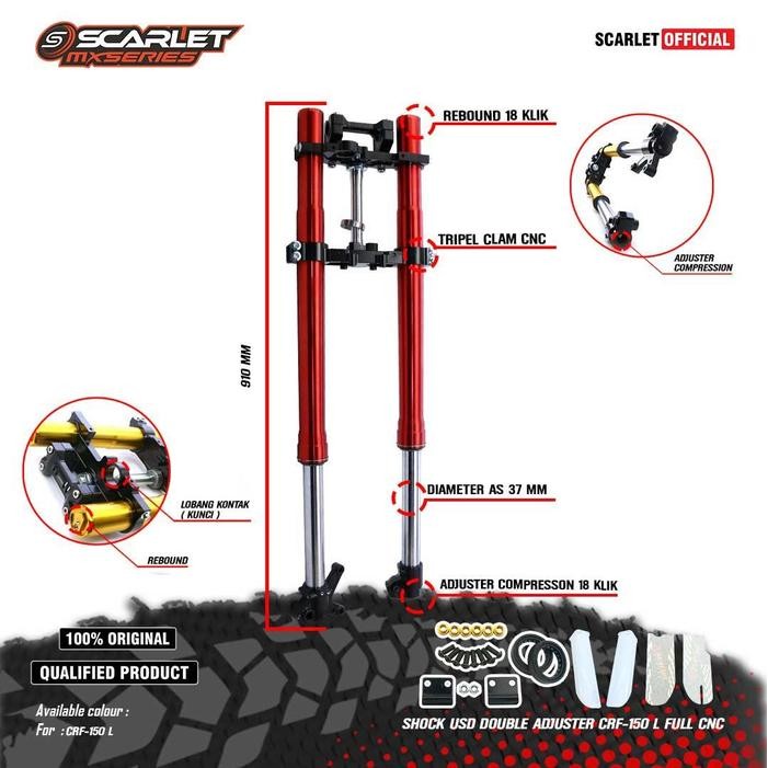 SCARLET RACING - SHOCK USD MOTORCYCLE DOUBLE ADJUSTER CRF 150 FULL CNC