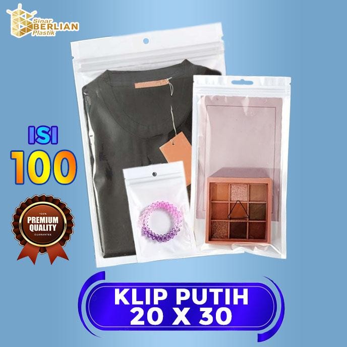 20 X 30 cm Plastik Klip putih / Plastik ZIPLOCK (100 lbr)