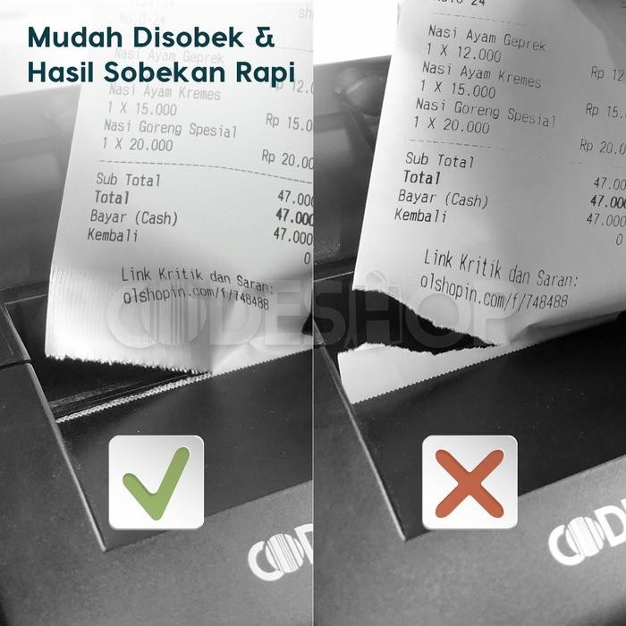 KERTAS STRUK THERMAL 58 X 40 MM - THERMAL ROLL MOBILE PRINTER 58X40