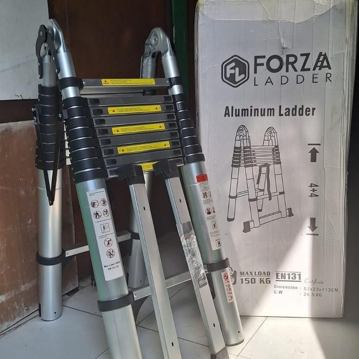 Terbaik Tangga Lipat Teleskopik 4.0+4.0= 8 Meter Double Alumunium Telescopic Terlariss 