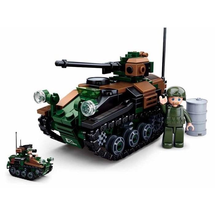 MURAH Mainan Brick Sluban Tank Wiesel Armoured Weapons Carrier B0750