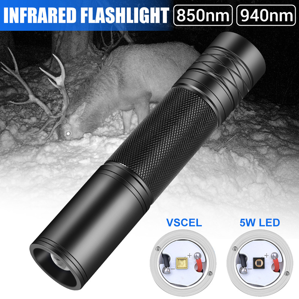 5W LED 850nm 940nm Vcsel Infrared Flashlight IR Torch Zoomable Infrared Illuminator for Night Vision