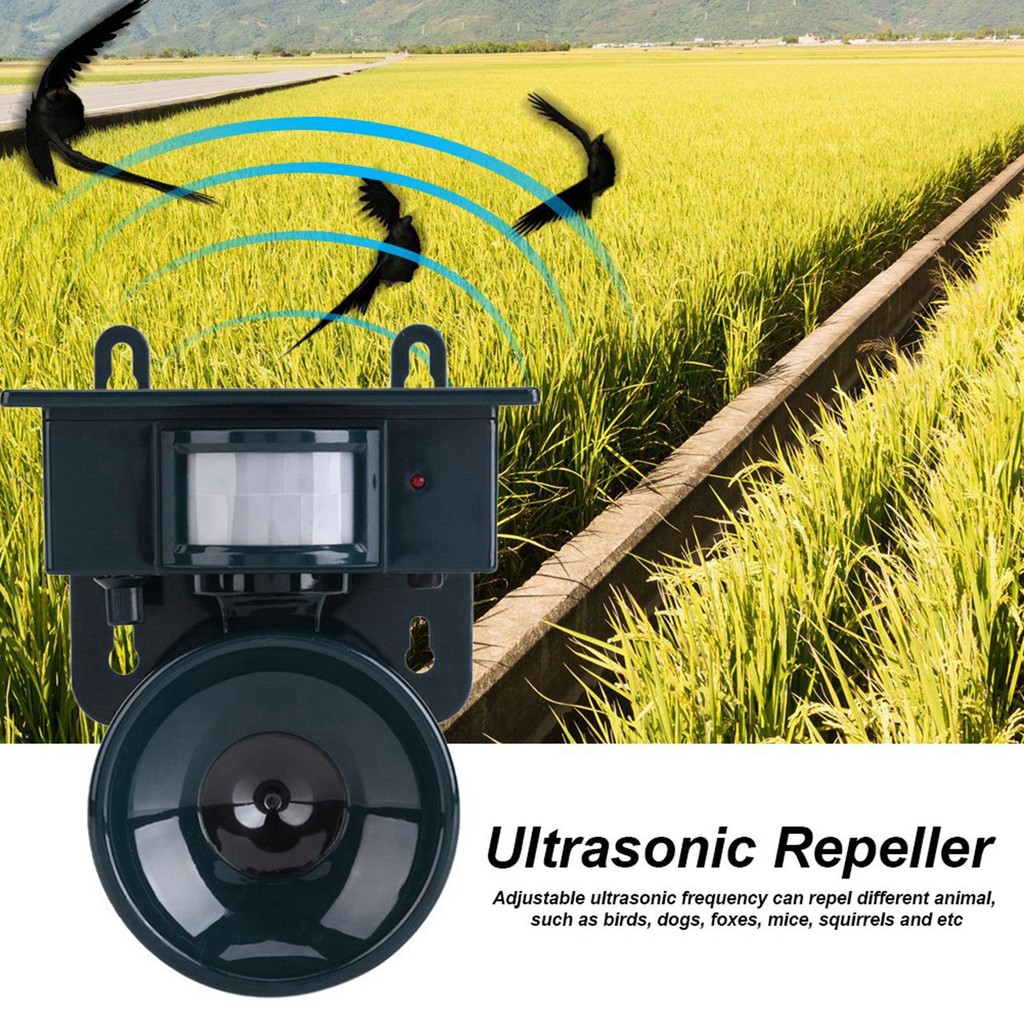TERLARIS Solar Powered PIR Motion Sensor Ultrasonic Pest Repeller Bird Dog Cat  Mouse Chaser Ultraso