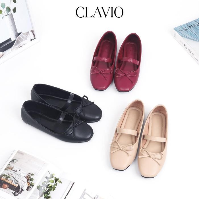 Donatello - Sepatu Flat Shoes Wanita Korea Simple Elegant Mauren Kerja Hitam