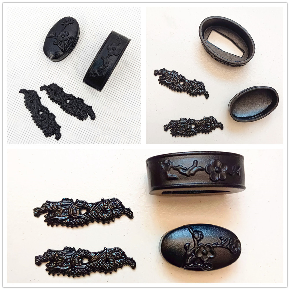 Steel Iron Fuchi Kashira For Japanese Tachi Katana Wakizashi Sword Fittings