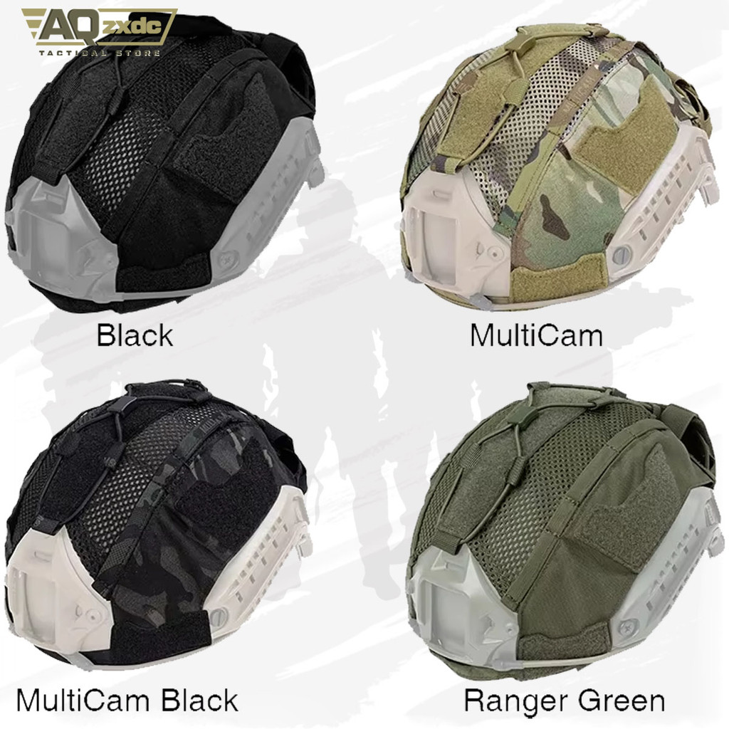 Aqzxdc Tactical Ultra-High Cut Gen2 Sf Helmet Cover Camo Helmet Cloth W/ Pouch With Nvg Battery