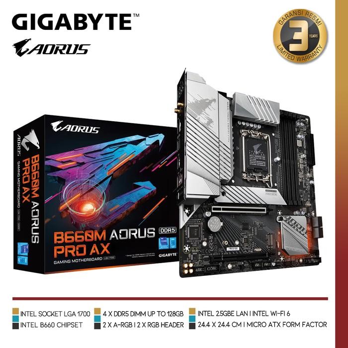 GIGABYTE B660M AORUS PRO AX Intel B660 LGA 1700 DDR5 Micro ATX