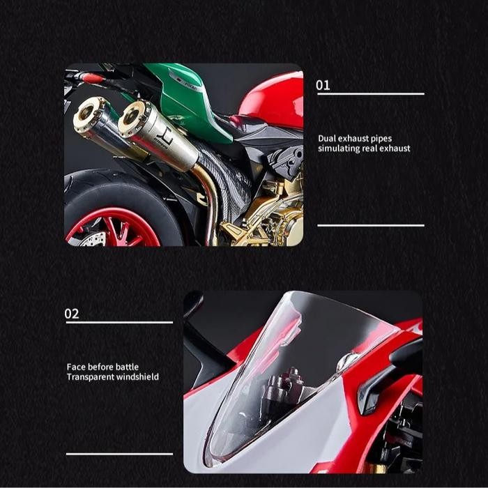 STOK TERBATAS  1:9 DUCATI PANIGALE 1199 BISA DIGAS KOLEKSI DIECAST PAJANGAN MINIATUR HELM MOTOR