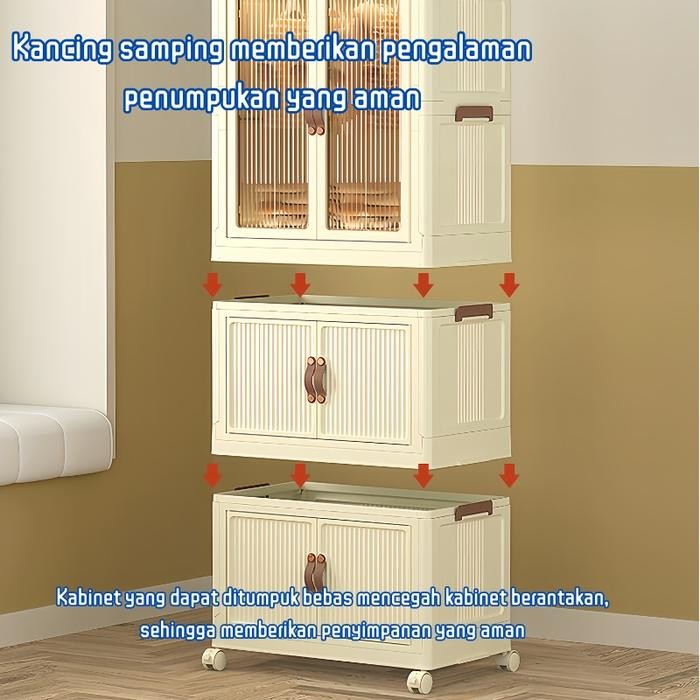 Lemari Aesthetic Lemari Lipat Lemari Portable Pakaian Plastik Kotak Penyimpanan Lemari Plastik Besar