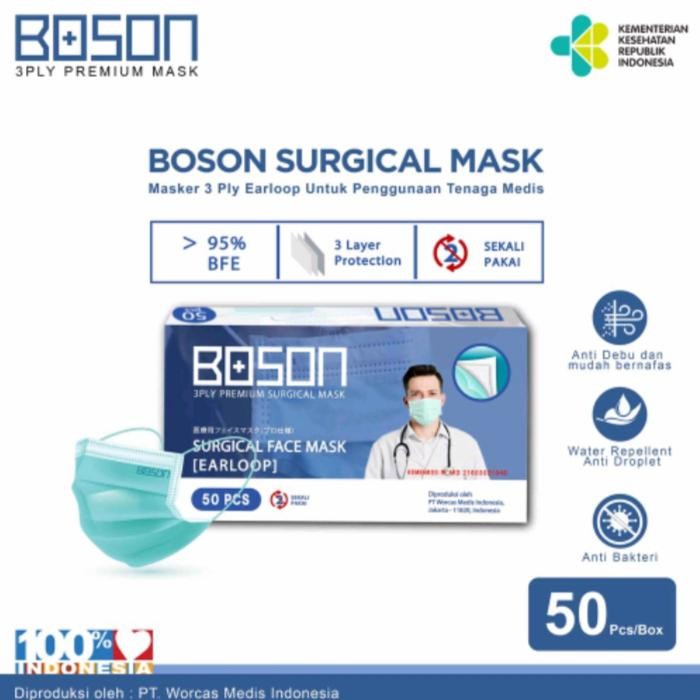 KJB BOSON Surgical Mask Earloop 3ply Masker Medis isi 50pcs