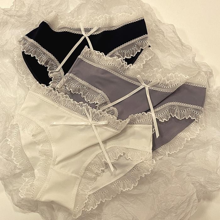 MoodStyle // CD1497 Celana Dalam Motif Pita Renda CD Transparan Polos Korea Seamless Underwear CD