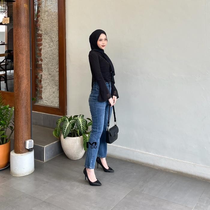 9qli- Mco Jeans Ootd Celana Monyoung Hw Cutbray 7/9 Celana Cutbray Jeans Wanita Celana
