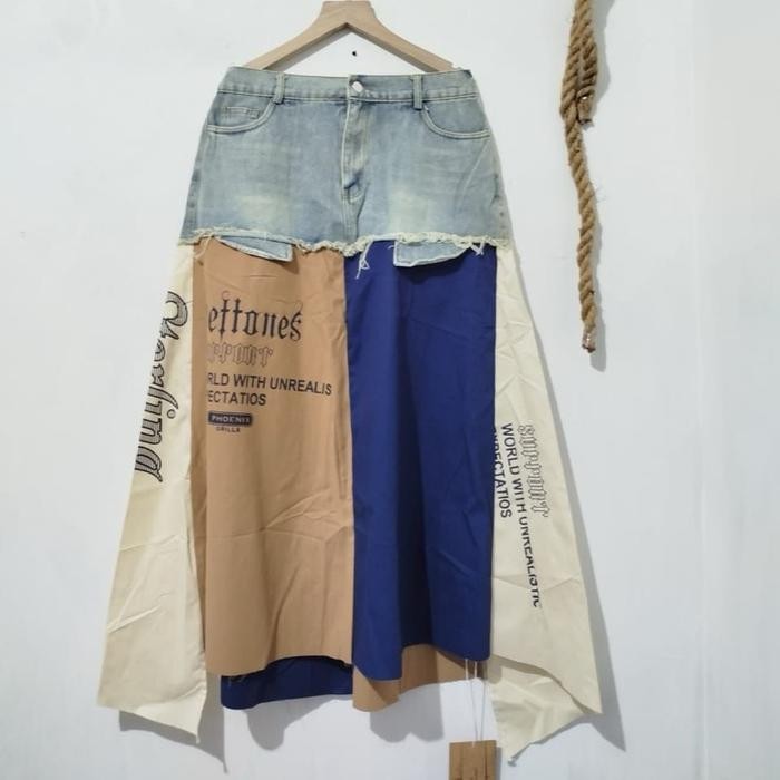 9qli- Rok Kombinasi Jeans Dan Katun Import Fit To Xl Pj 95