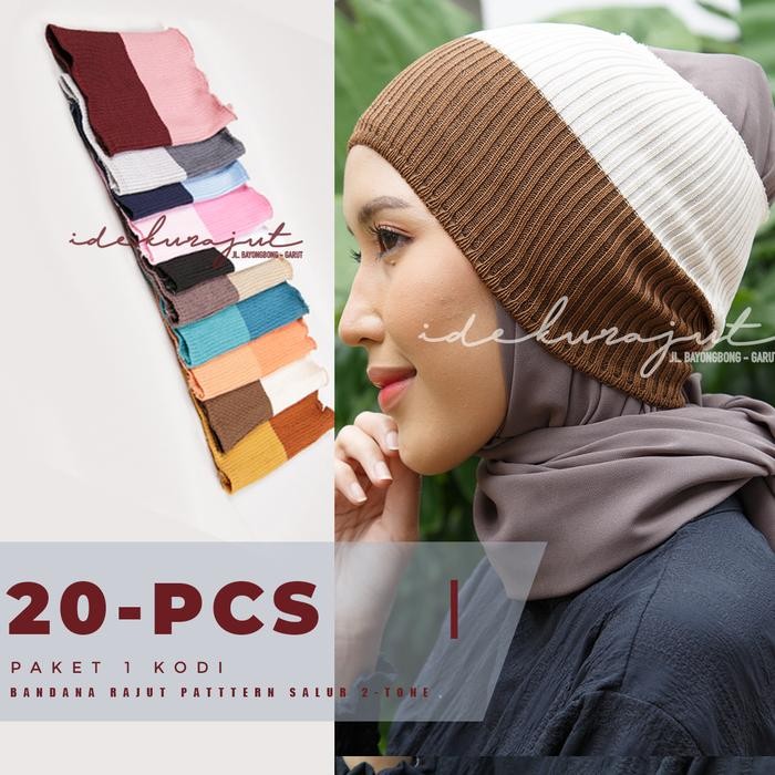 TERLARIS Ciput Rajut Inner Bandana Salur 2 Warna (1-KODI) READY STOCK