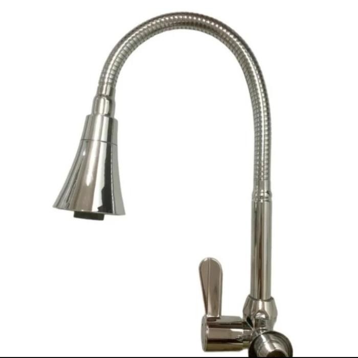 Kran tembok sink flexible terompet stainless / kran sink flexible