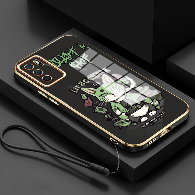 Casing Untuk OPPO A16 A16s A54s Case Casing HP Softcase Tali gantungan berlapis silikon mewah Kasing