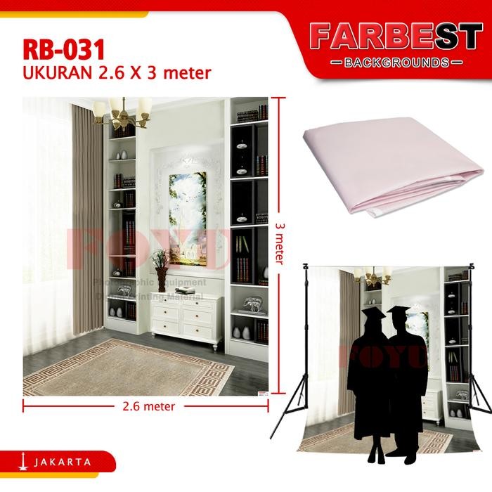 Background Backdrop Foto Photo Studio Inkjet Ukuran 2.6x3 M Meter Wisuda Graduation Gambar Rak Buku