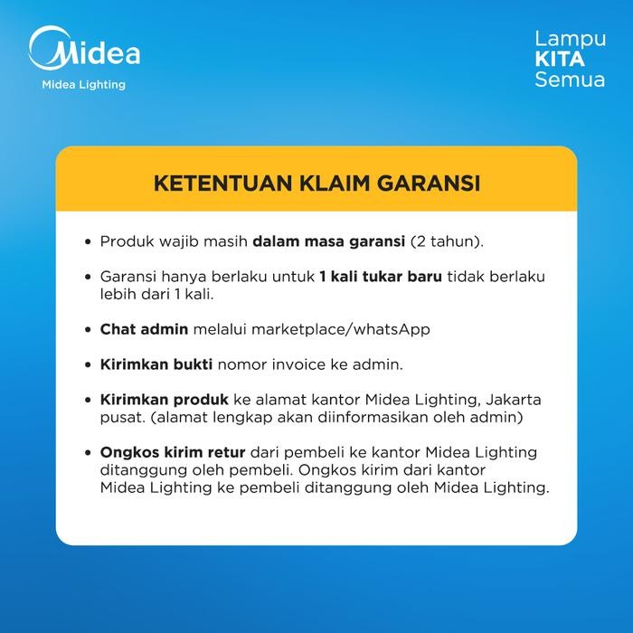 33i3- Midea Lampu Led Downlight 6 Watt Kuning Soft 4000K Natural 4 Inch
