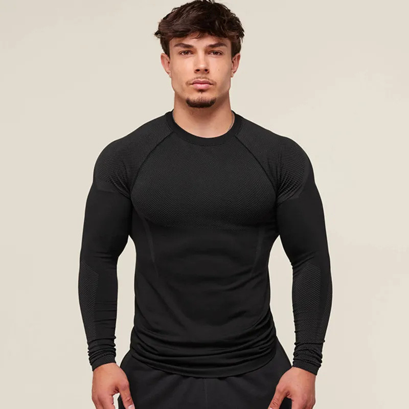 Men'S Long Sleeved Sports T-Shirt Men'S Fitness T-Shirt Fast Drying Gym Compression T-Shirt For