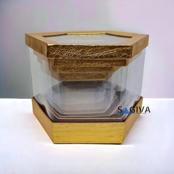 Kotak Hantaran Seserahan Mika Hexagonal Sintetis