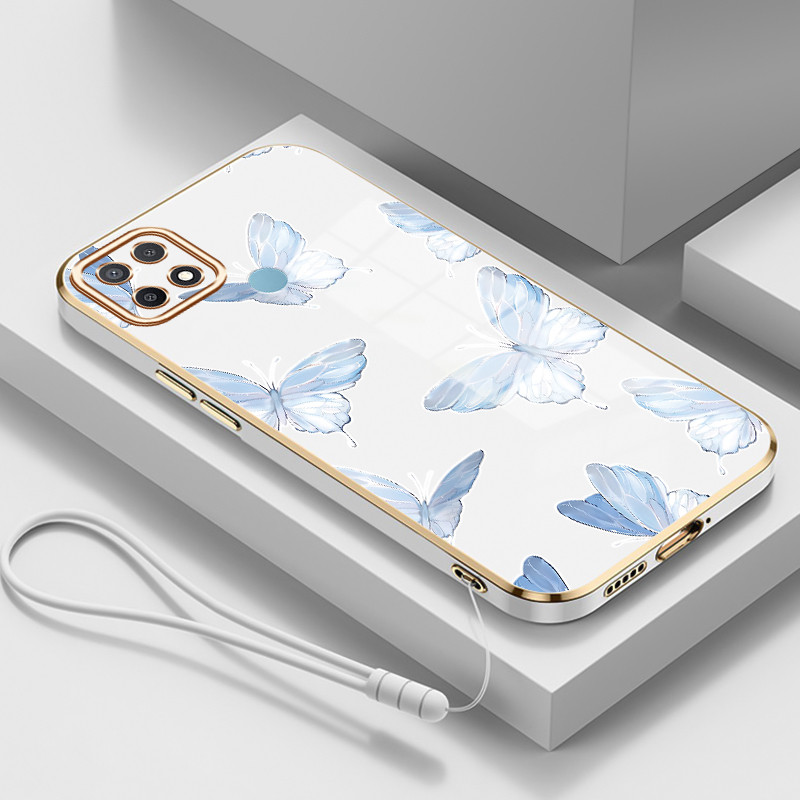 Casing Untuk OPPO A15 A15s A35 4G Case Casing HP Softcase Tali gantungan berlapis silikon mewah Kasi