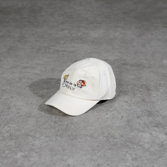 Topi ADLV X SHINCHAN TEXT IVORY WHITE CAP 100% ORIGINAL - OS ADJUST