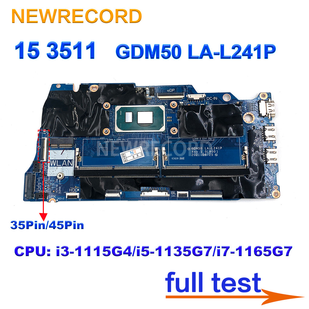 Casing Laptop For Dell Inspiron 15 3511 Vostro 15 3510 Laptop Motherboard GDM50 LA-L241P With I3 I5 