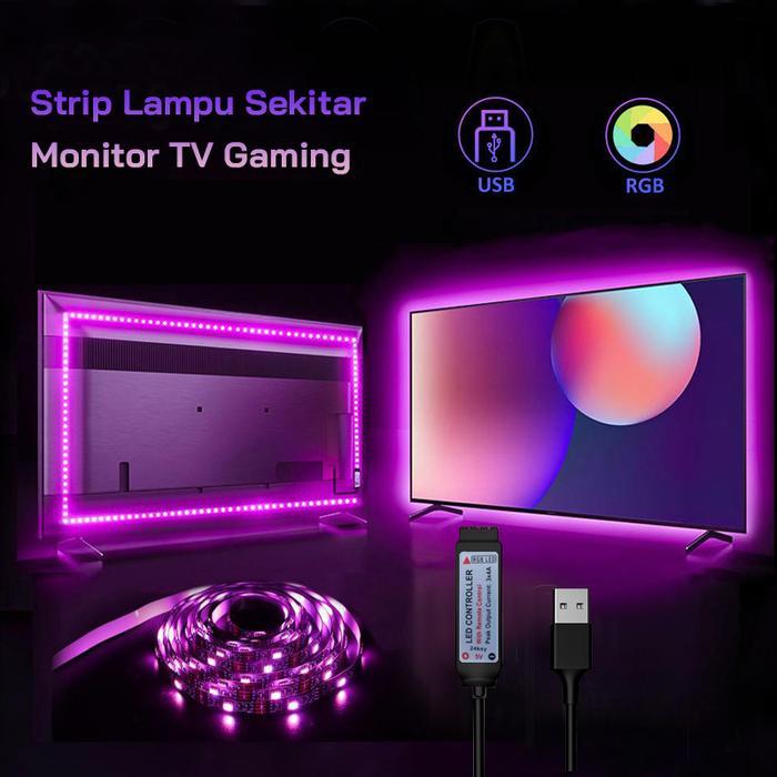 NEW Lampu Strip LED RGB USB CCTV 5050 Putih Hangat IP44 1-5M 5V + Remote Control 5050