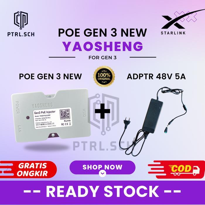 Best Seller Paket Hemat Poe Gen 3 V4 New + Adptor For Starlink Gen 3 Poe Injector Premium
