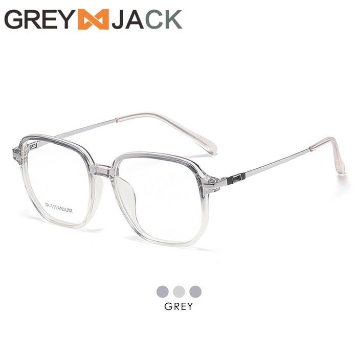 Grey Jack Kacamata Kotak Titanium Ringan Style Bisnis Unisex 95037 - GREY, FRAME SAJA
