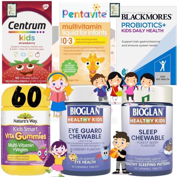 Terlaris Centrum Kids Strawberry 60 Tablet Suplemen Makanan Multivitamin & Mineral Mendukung