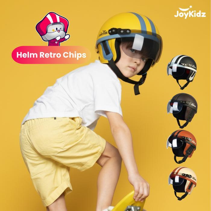 Premium Joykidz - Helm Chips Anak (Ukuran Lk 47Cm) Cream Pink/Biru Muda Usia 1-5 Tahun Original