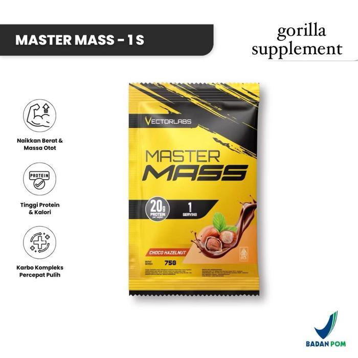VECTORLABS New Packaging Master Mass Sachet - Weight Gainer - Susu Protein Suplemen Fitness Gym