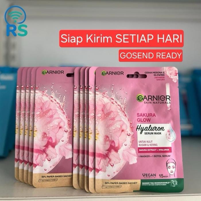 [PAKET] Garnier 5 / 10 pcs Hyaluron Serum Mask Sakura Glow Sheet Mask Masker Wajah Mencerahkan