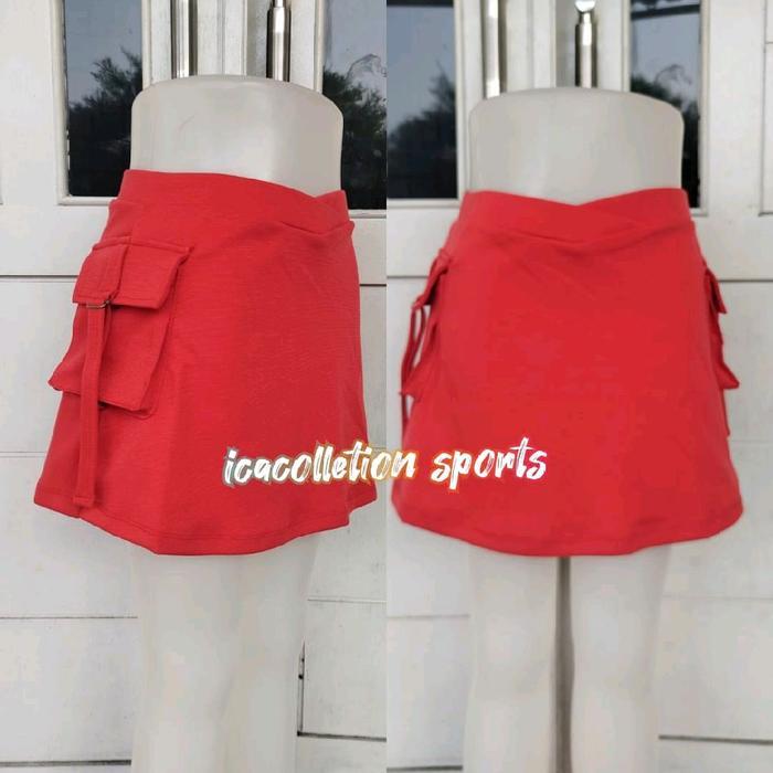 TERLARIS ROK SENAM KANTONG SAMPING/ROK MINI OLAHRAGA WANITA, ROK LAPISAN/ ROK ZOGGING/FITNES/ GYM,